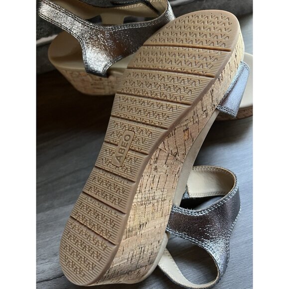 ABEO CORA Leather Sandals Size 8 With Cork Wedge Adjustable - Picture 15 of 15